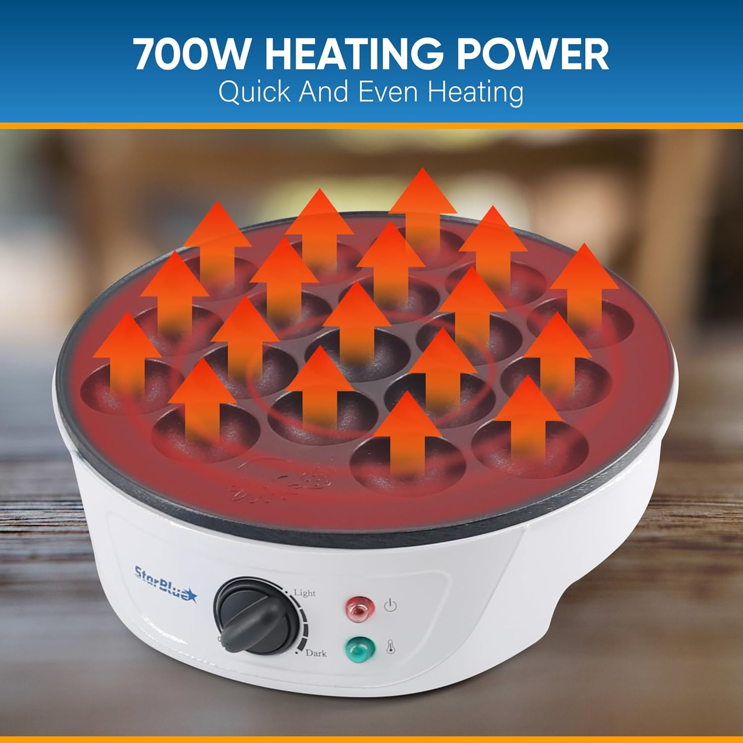 Starblue Takoyaki Maker Machine with FREE Takoyaki Picks - Temperature Control 18 Holes Electric Pan for Japanese Octopus Balls 220V 60Hz 700W UK Plug with AU Adapter image number 2