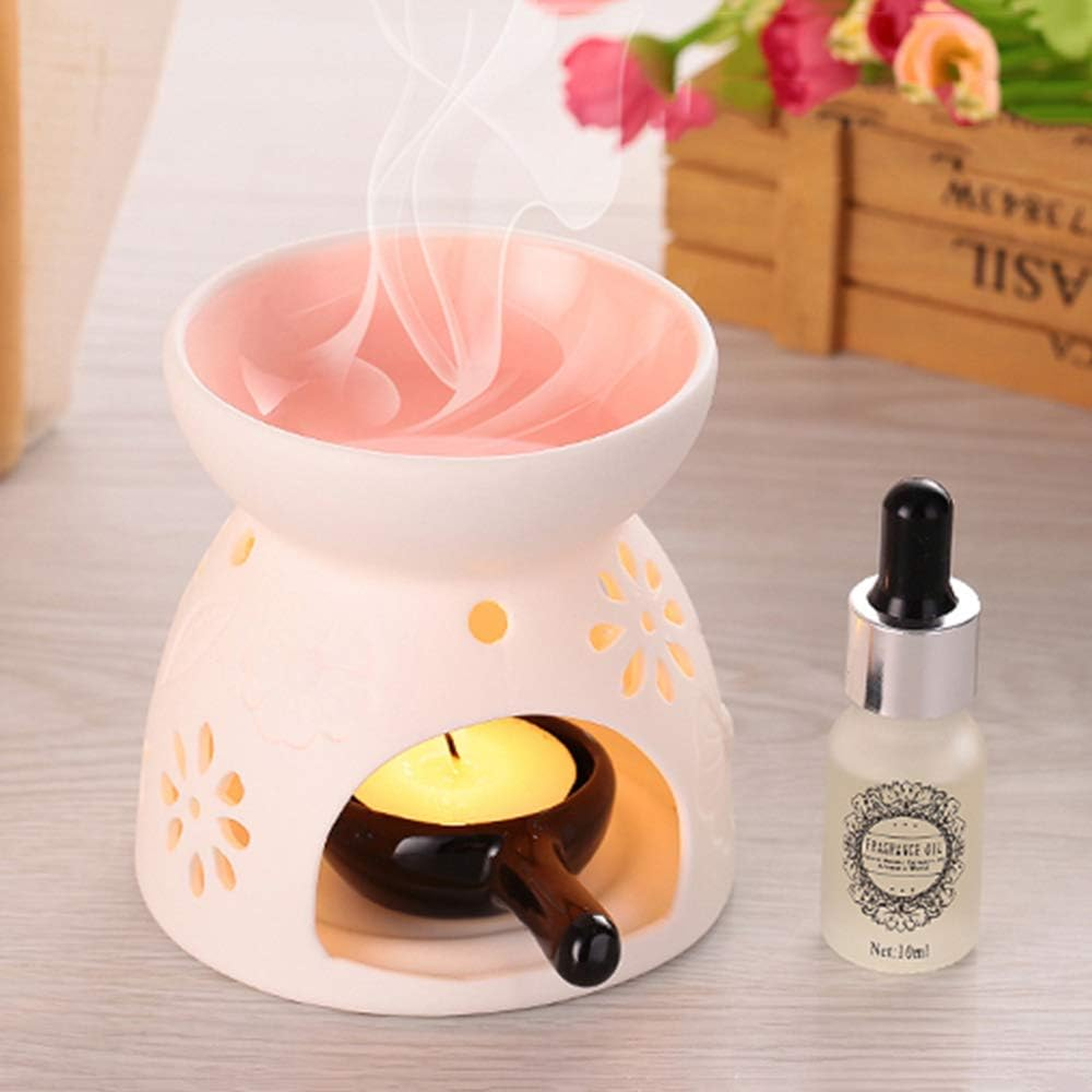 Sculpture Statue Antiques Collectables，Color Aromatherapy Aroma Burner Ceramic Oil Candle Wax Melt Burners Essential Oil Burner,Diffuser Wax Burner Home Bedroom Decor,B-40Ml-Matte image number 4