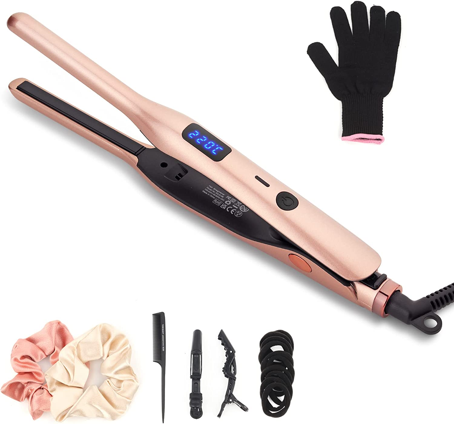 Mini Straightener Professional Hair Straightener for Short Hair, Beard and Fringe, 2 in 1 Straightener for Curls and Straightening, Quick Heating, Adjustable Temperature image number 2