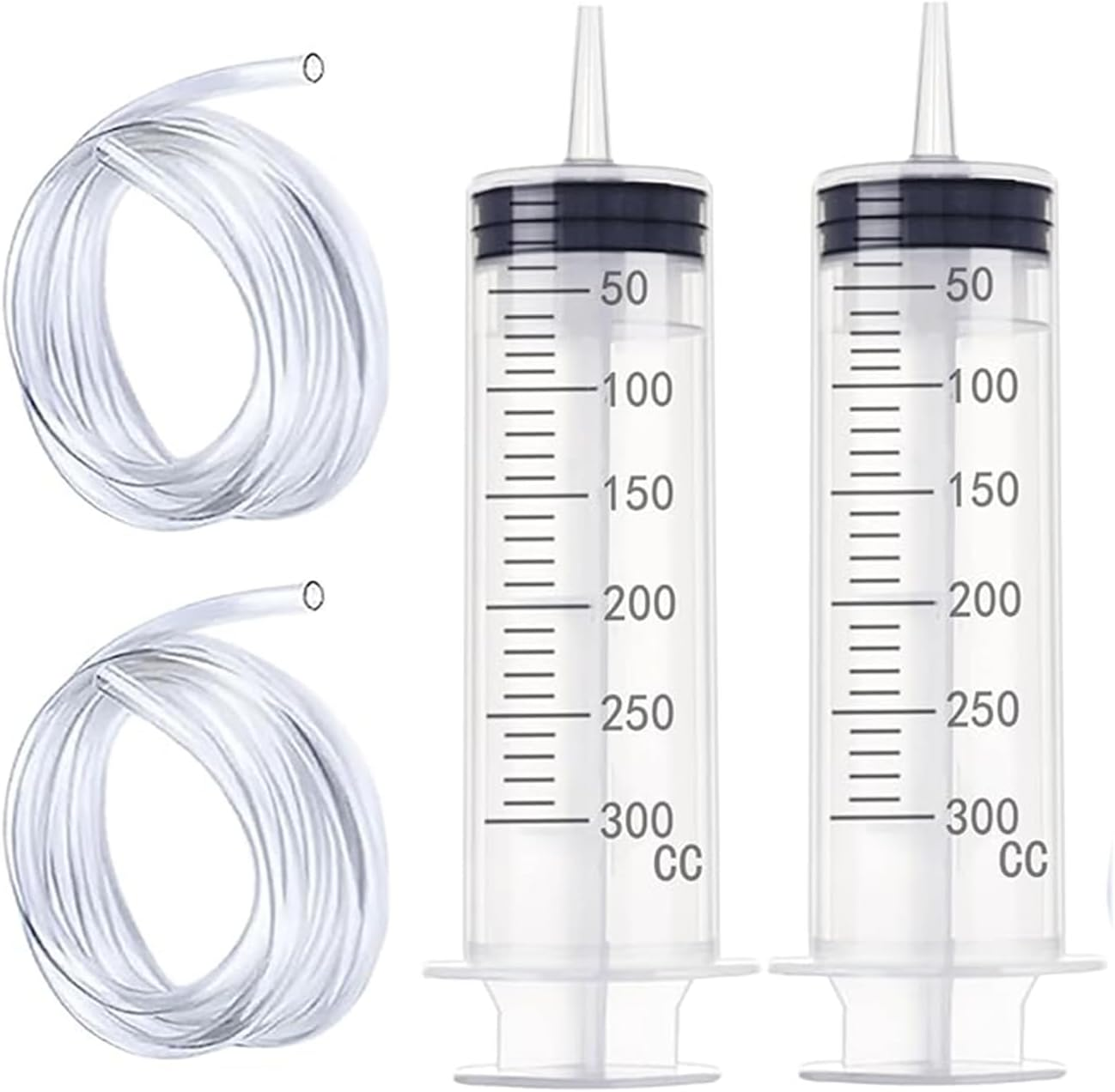 Two Sets of 300ML Large Syringes with 100Cm Tubes - Reusable Plastic Ruhr Lock Syringes for Liquid Measurement, Laboratory, Garden, Pet Feeding, and Oil Extraction image number 4