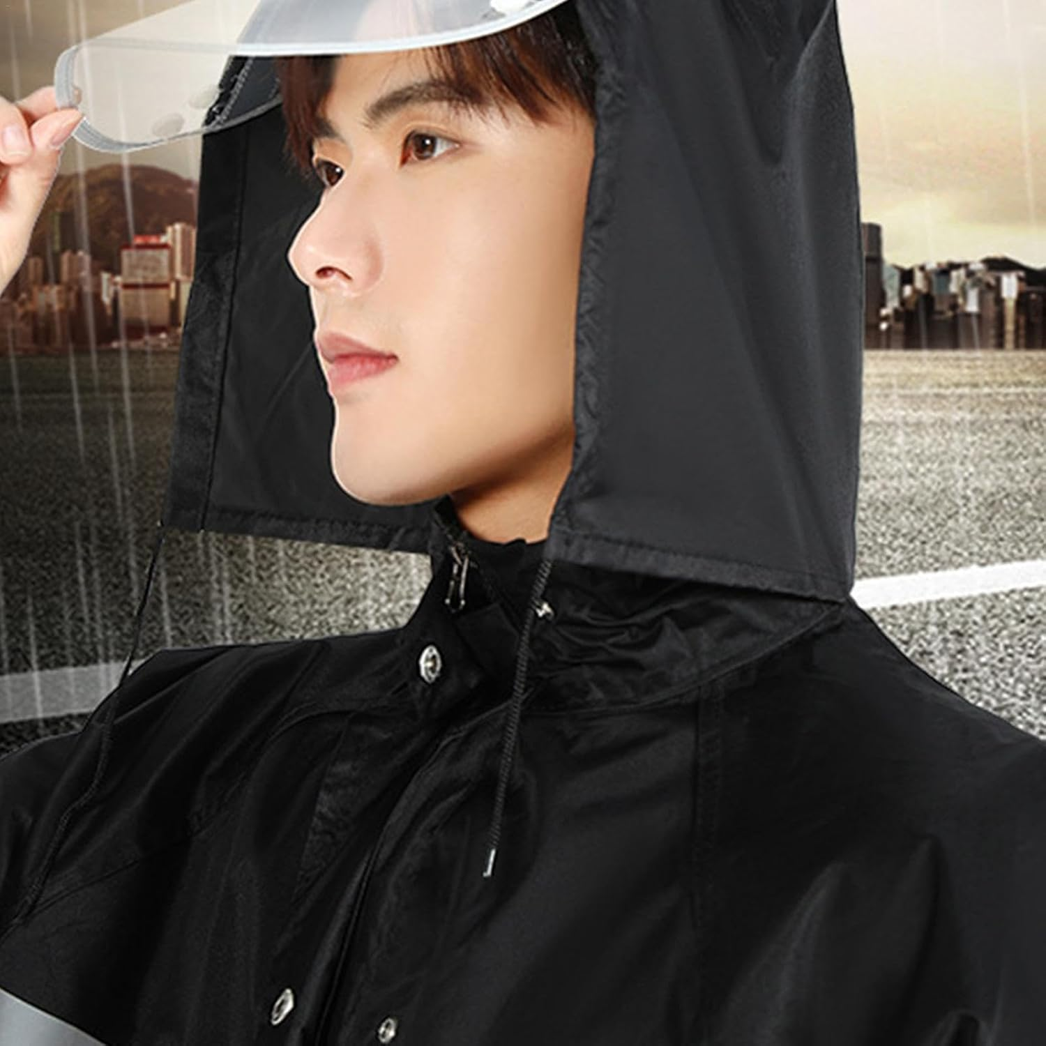 Motorcycle Raincoat, Waterproof Rain Gear Suit, Hood Rain Jacket and Rain Pants, Breathable Reflective Rainwear for Men & Women image number 5