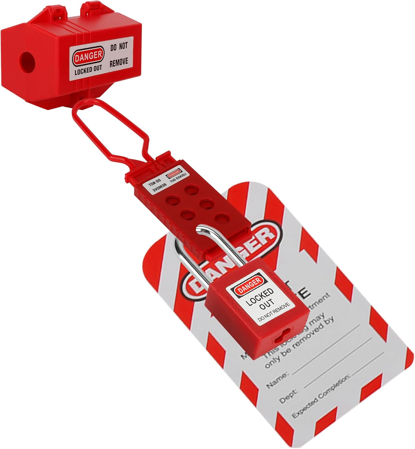 BEELUCK Electrical Lockout Tagout Kit, Includes Loto Padlocks, Plastic Hasp, Steel Hasp, Circuit Breaker Lockouts, Plug Lockout, Lockout Tagout Tags, Nylon Zip Ties and Carry Bag image number 4
