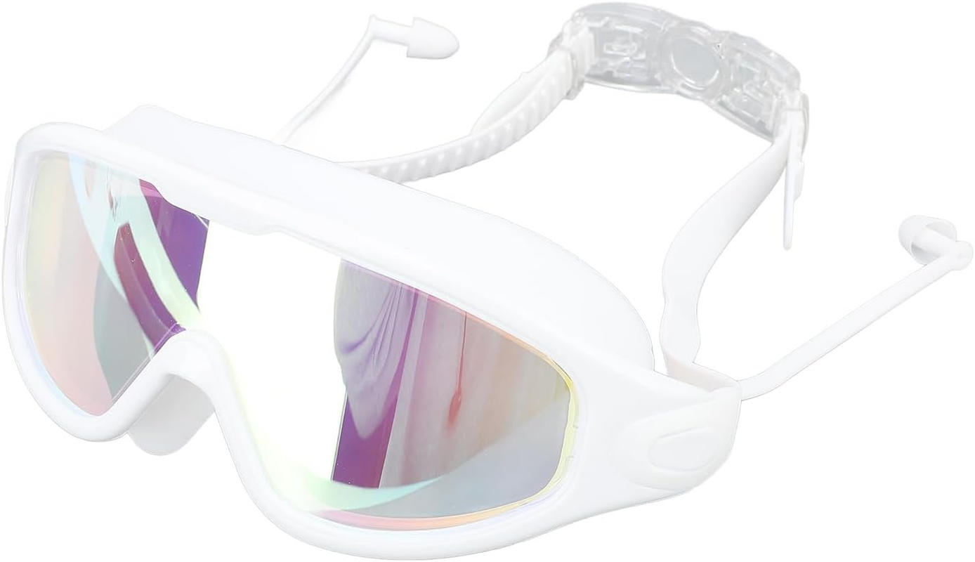 Swimming Goggles, Diving Glasses Dancing Glasses Waterproof PC and Silicone Lightweight Water Sports (White) image number 3