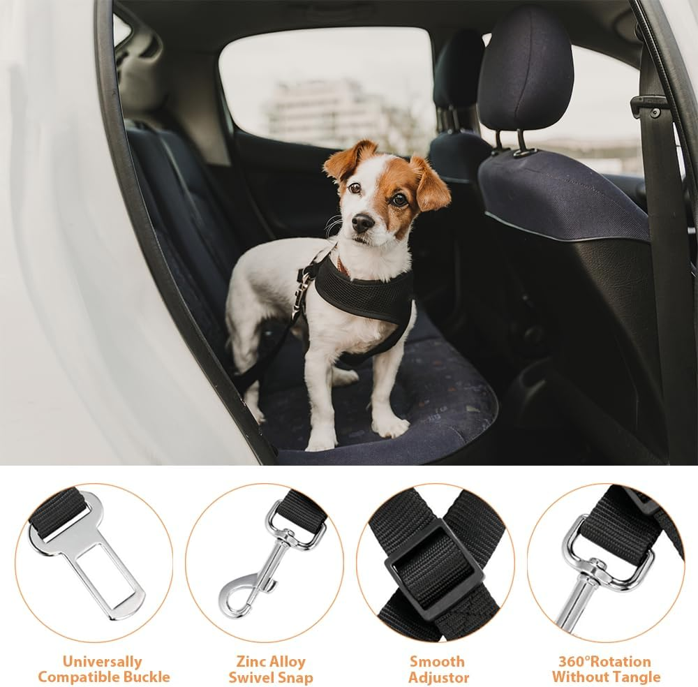 Ram&reg; 2 X Dog Car Seat Belts 70CM Adjustable Car Seatbelt Harness Strap for Dogs Cat Travel Strong Durable Clip on Pet Travel Seat Belt image number 1