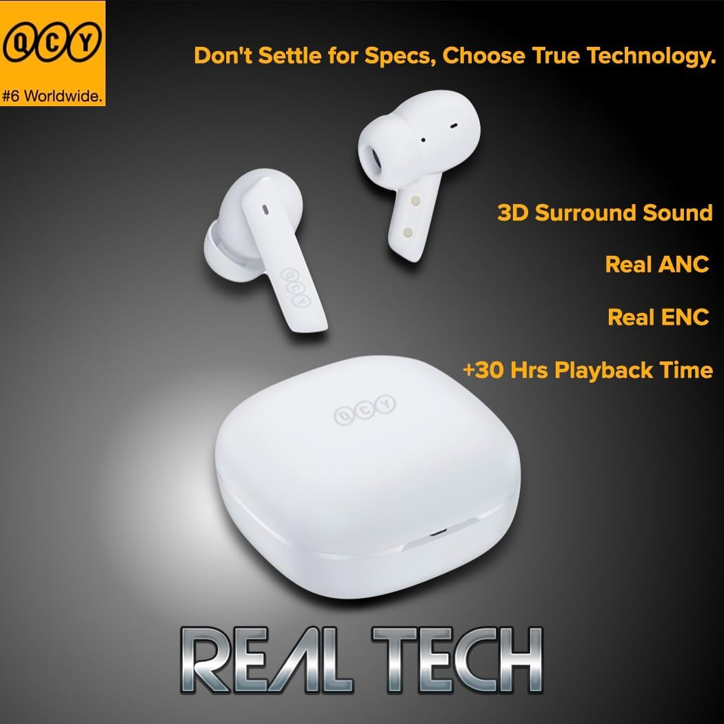 QCY HT05 TWS Earphones, ANC (White) image number 1
