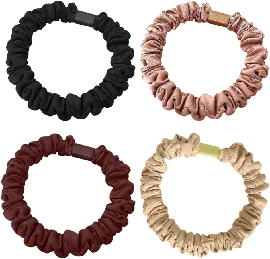 OUDQFCJ 16 Pieces Hair Rings Women'S Ponytail Holder Hairband Hair Band Silk Packaging Reusable (4 Colours)