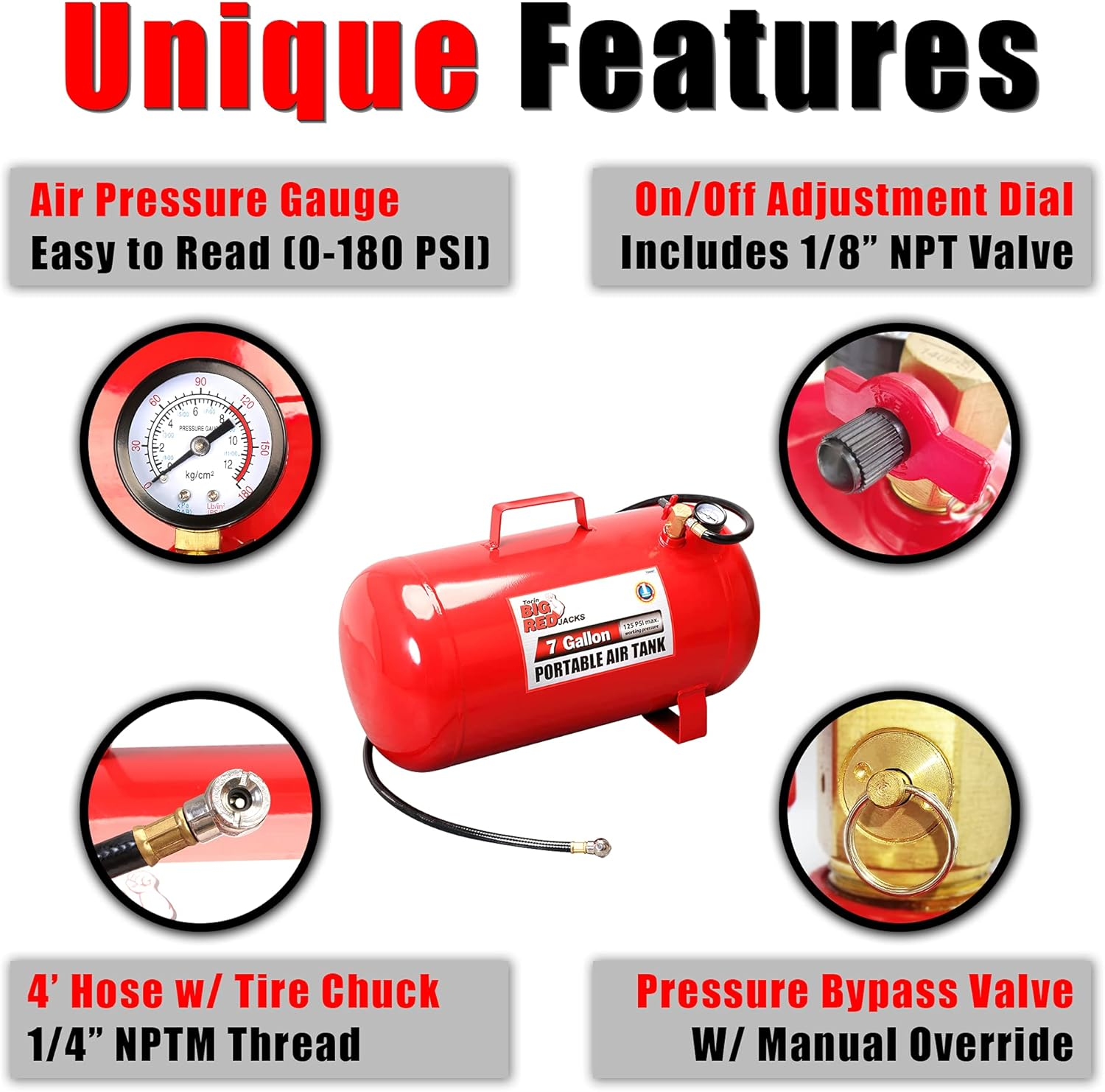 Big Red Torin T88007 Portable Air Tank, 7 Gallon Capacity image number 1