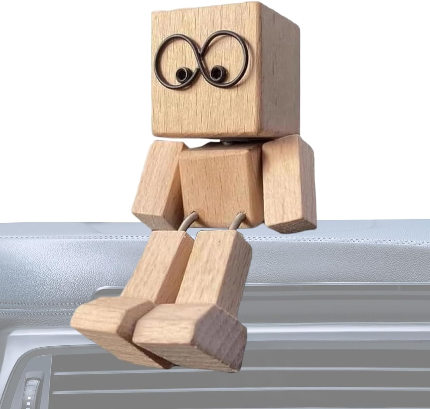 Shaking Wooden Man Figurine, Car Ornaments Charming Little Wooden Figure That Sways, Handmade Shaking Feet Figure Doll for Car Dashboard image number 5