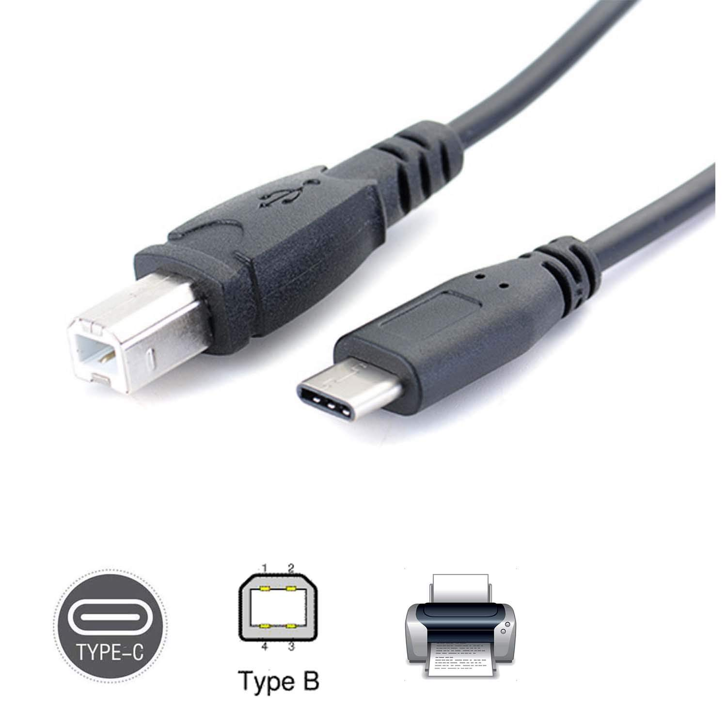 TYPE C USB C to Printer Cable USB 2.0 to USB TYPE B Cable,Android Phone Pc to Printer Cable Printer,Scanner,Electronic Midi Piano,Electronic Drum,Digital Piano (For Smart Phone Laptop Tablet Need Support OTG ) and External Hard Drive Disk image number 2