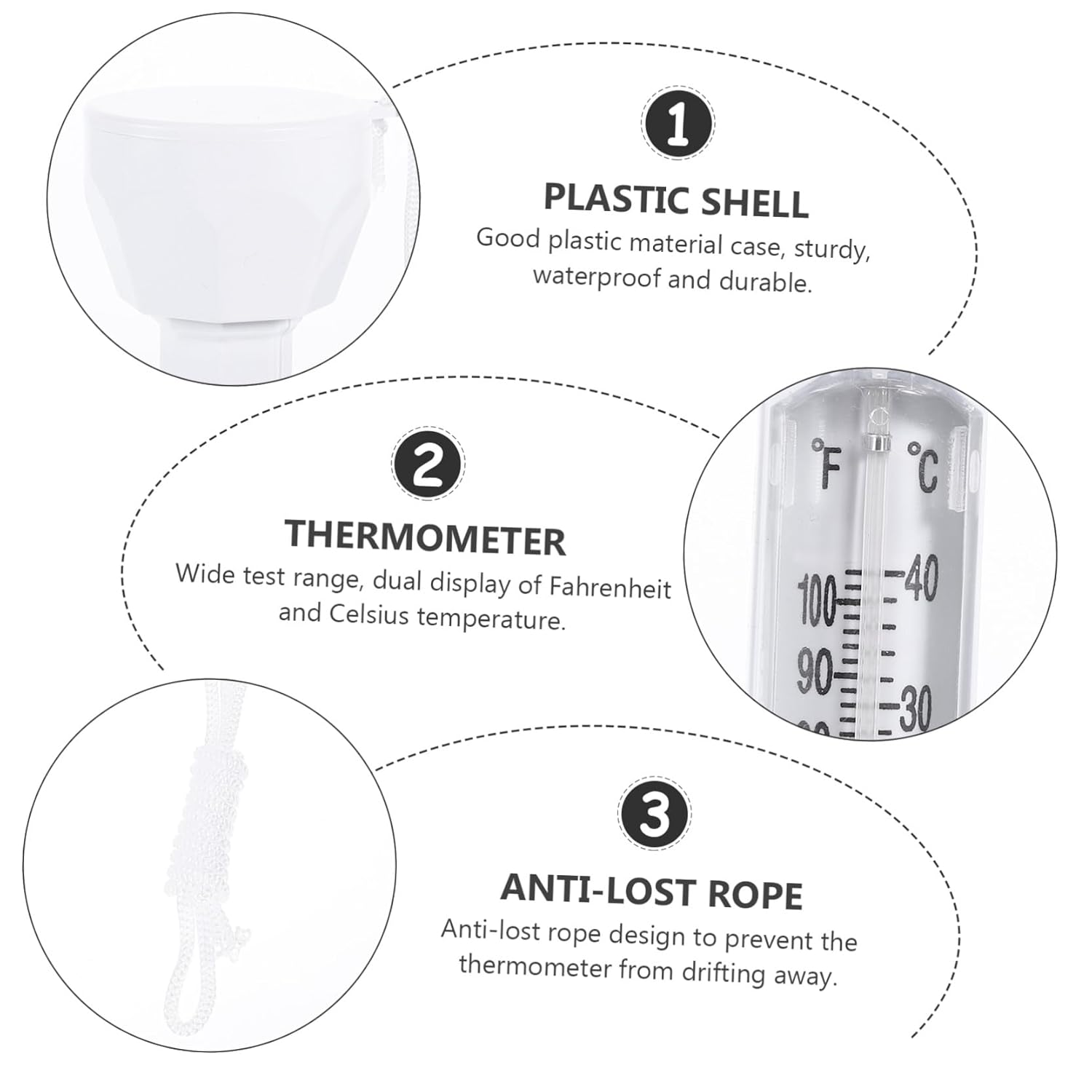 Floating Pool Thermometer with Dual Celsius and Fahrenheit Display Temperature for Fishponds Baths Saunas and Swimming Pools Read Floating Water Temperature Gauge image number 5