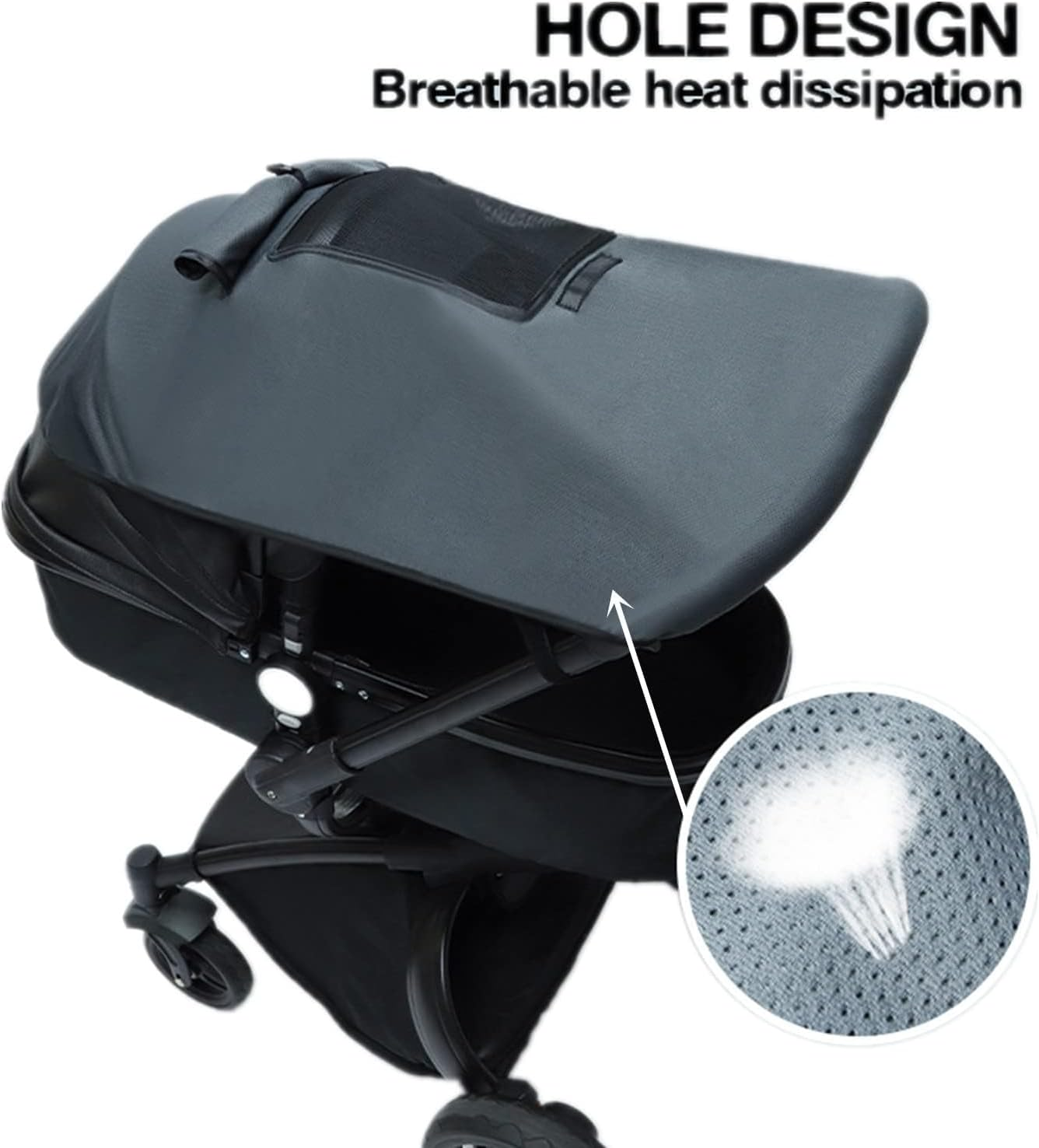 Sun Shade for Strollers, Universal Stroller Sun Protection Cover with UPF 50+ Sunshade UV Block for Baby (Black) image number 2