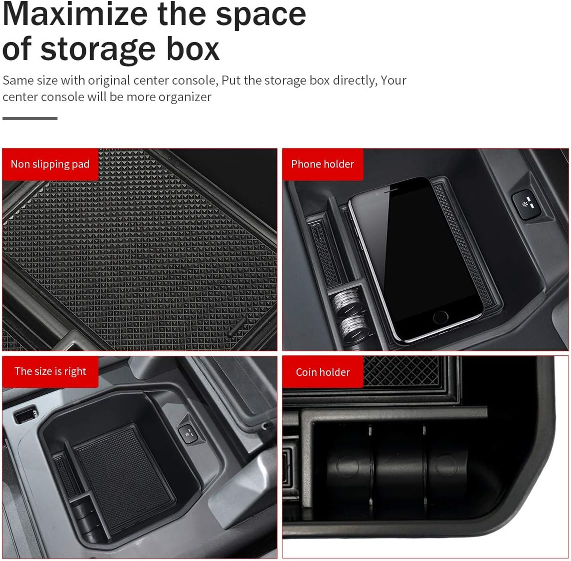 Center Console Organizer Tray Fit for Land Rover Defender 2020 2021 2022 2023 Accessories ABS Plastic Secondary Armrest Storage Box for Land Rover Defender 90 110