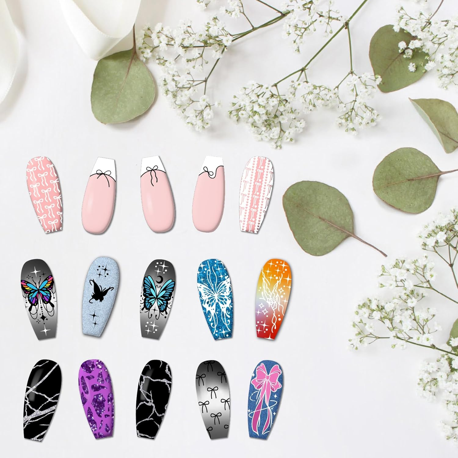 Arriettycraft 3Pcs/Pack Marble Nail Stamping Plates, Bow Nail Stamper Butterfly Art Stencils Stainless Steel Image Plate for Nails Art Design Manicure Salon image number 2