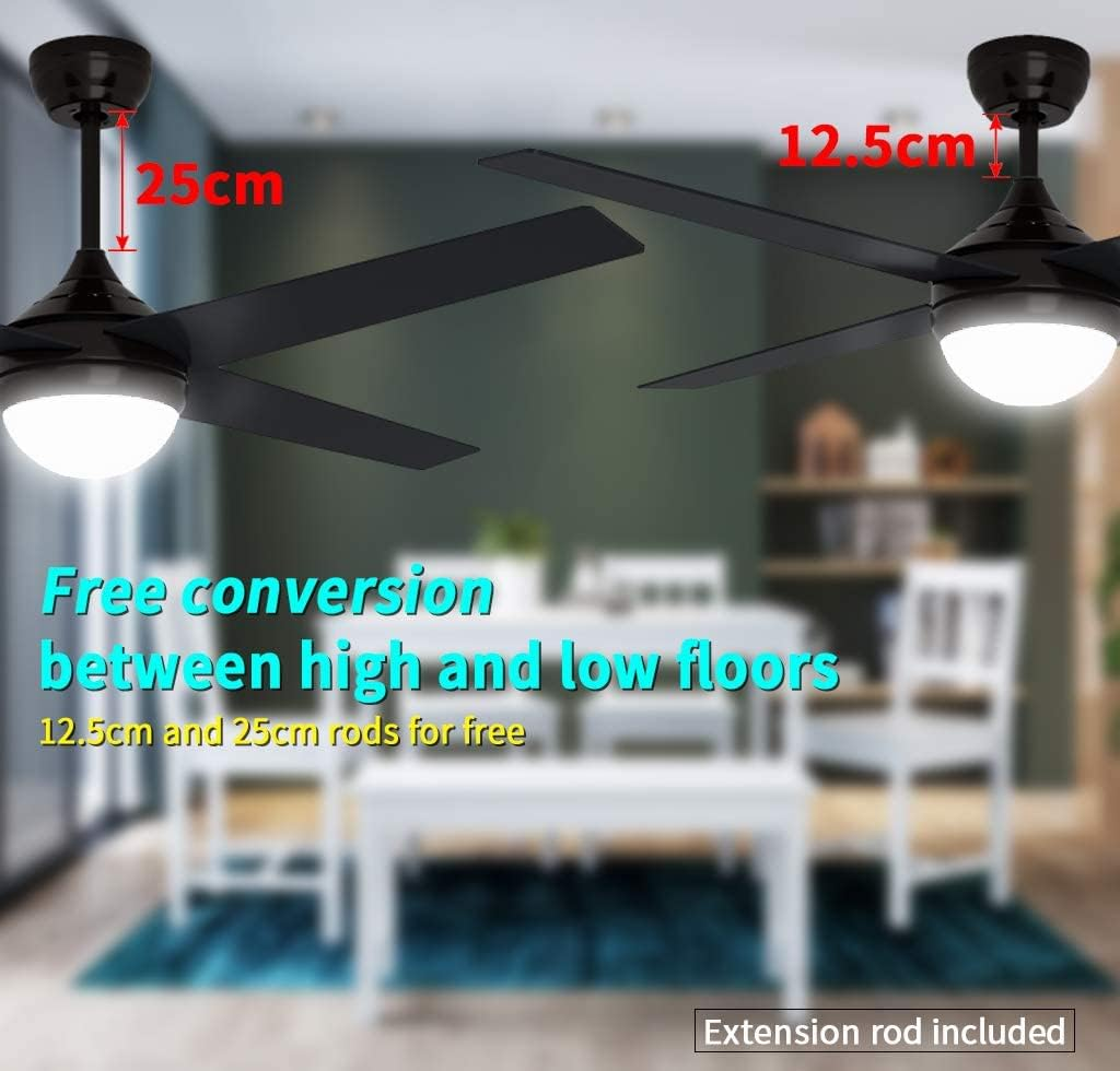 ELEGANT Ceiling Fan with LED Light,Remote Control,Ac Motor,48 Inch,3 Colors Temperature image number 4