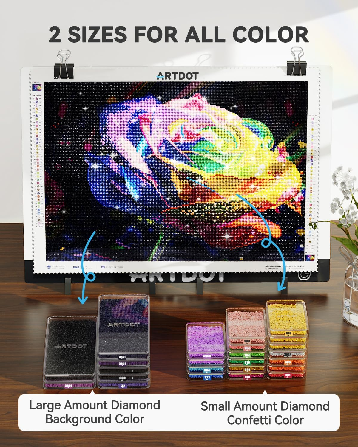 ARTDOT 15-Piece Diamond Art Storage Trays Kits for Adults with Lids, 2-In-1 Stackable Diamond Painting Accessories and Tools image number 1