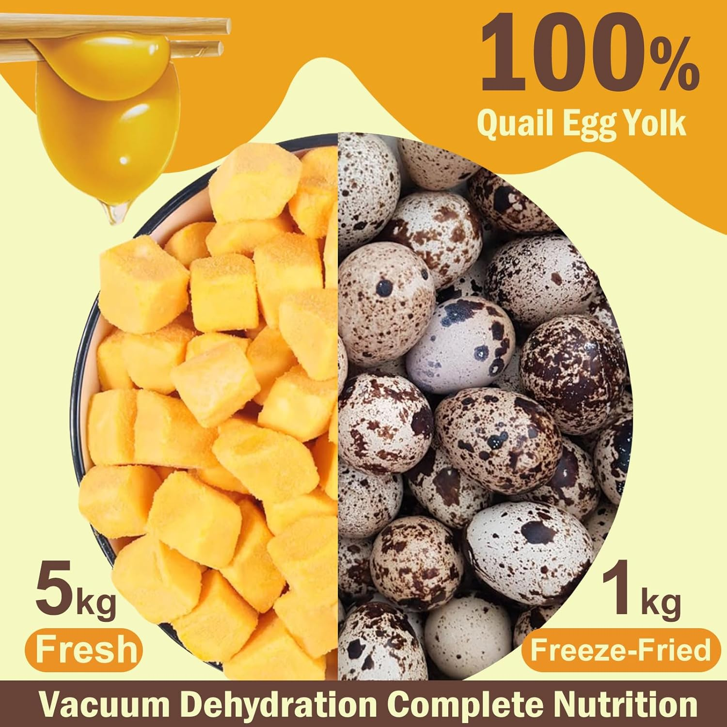 Cat Freeze Dried Quail Egg Yolk Pet Treats, Freeze-Dried Pet Food for Dogs and Cats, Healthy Tasty Snacks Quail Egg Yolk for Training image number 3