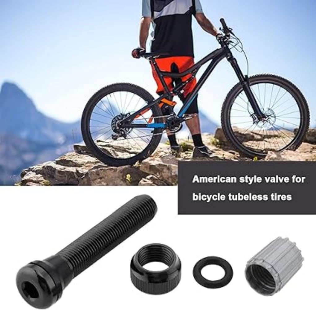 2Pcs 44Mm Black Tubeless Air Valve Aluminum Alloy Tyre Valve round Base Small Size Valves for MTB Road Bike Tubeless Valve Stem (With Caps) image number 3