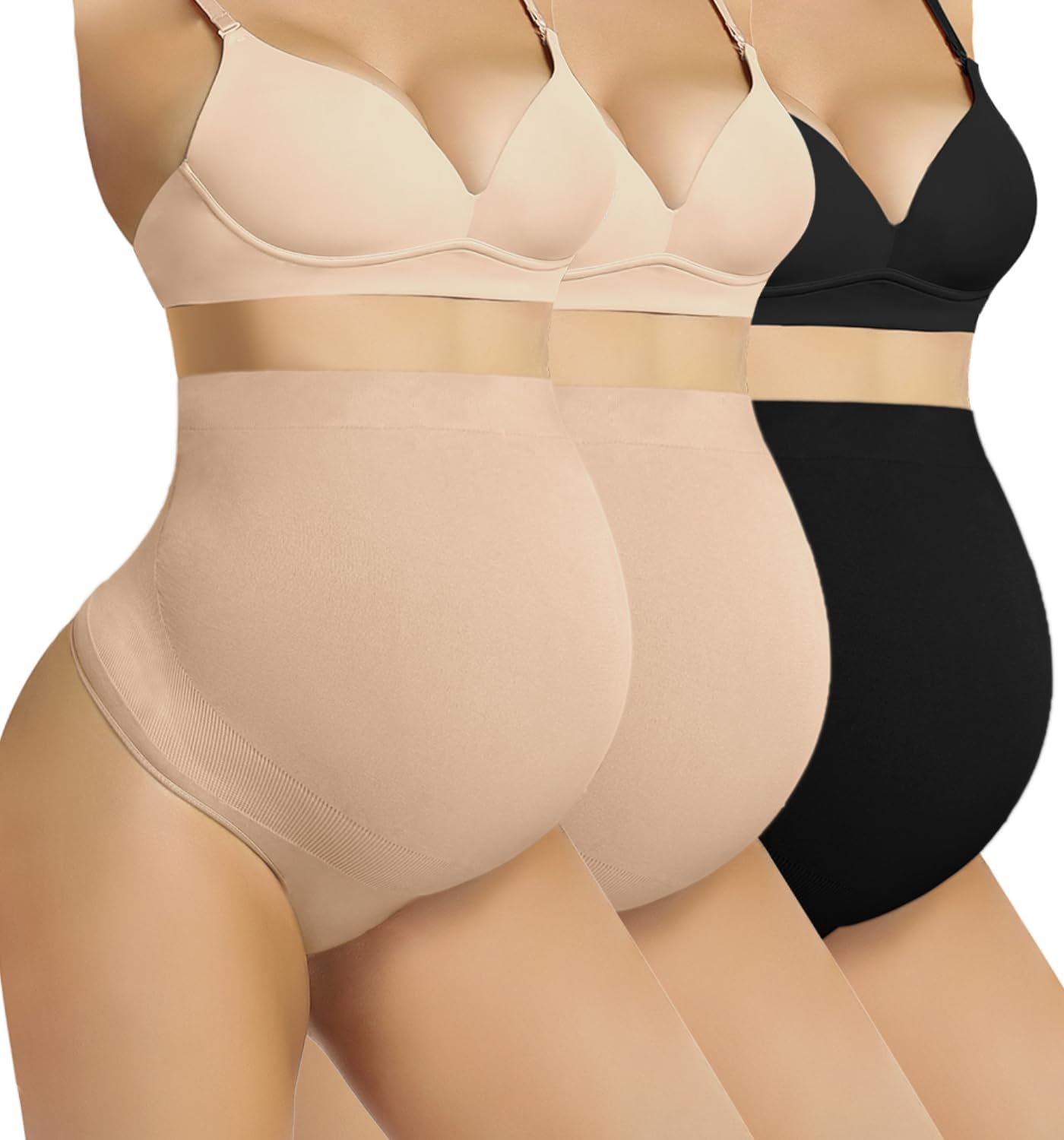 Seamless Maternity Shapewear over Belly Support Thong High Waist Underwear Panties for Pregnancy