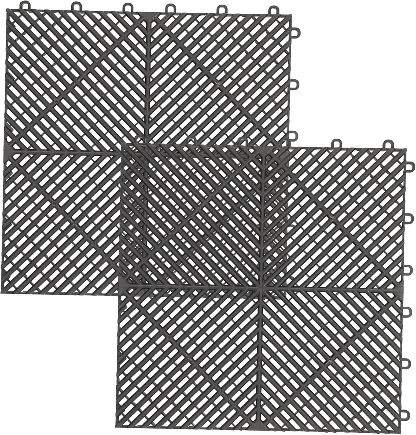 PRETYZOOM 2Pcs Modular Interlocking Floor Tile Mats with Drain Non-Slip Car Wash Drainage Mats for Wet Areas Bathroom Pool Deck Material image number 3