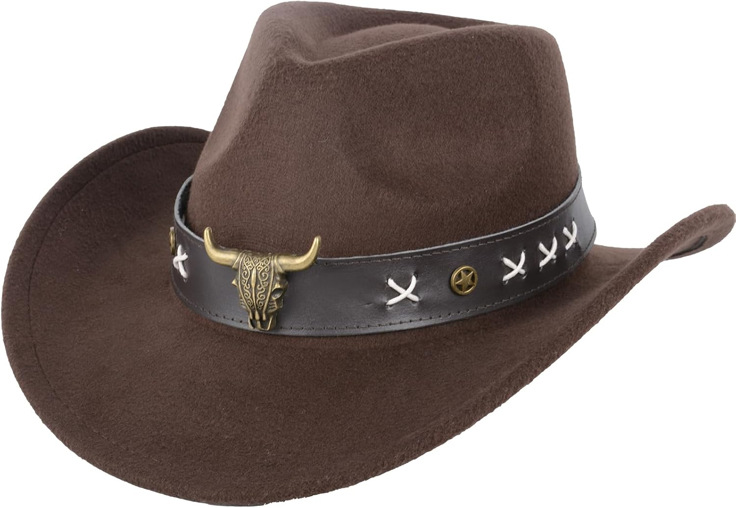 Cowboy Hat Wide Brim Tilted Edge Stylish Western Hat Ethnic Style Tibetan Felt Hat Vintage Wool Hat with Belt Design for Men and Women Classic Cowboy Hats for Women and Men Fashionable and Elegant image number 3