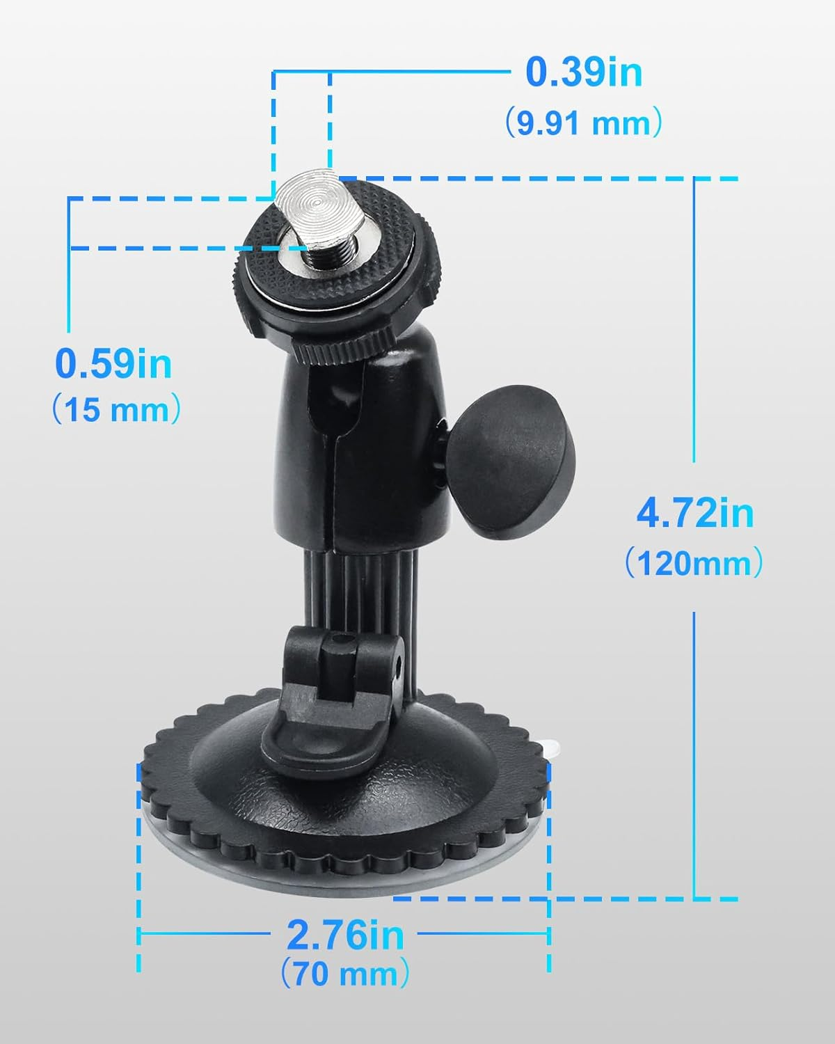 Windshield Suction Mount for Reversing Camera Monitor &ndash; 5Kg Load Capacity, 360&deg; Adjustable Ball Head, Metal Construction, No Drill Easy Install for Car, Truck, RV