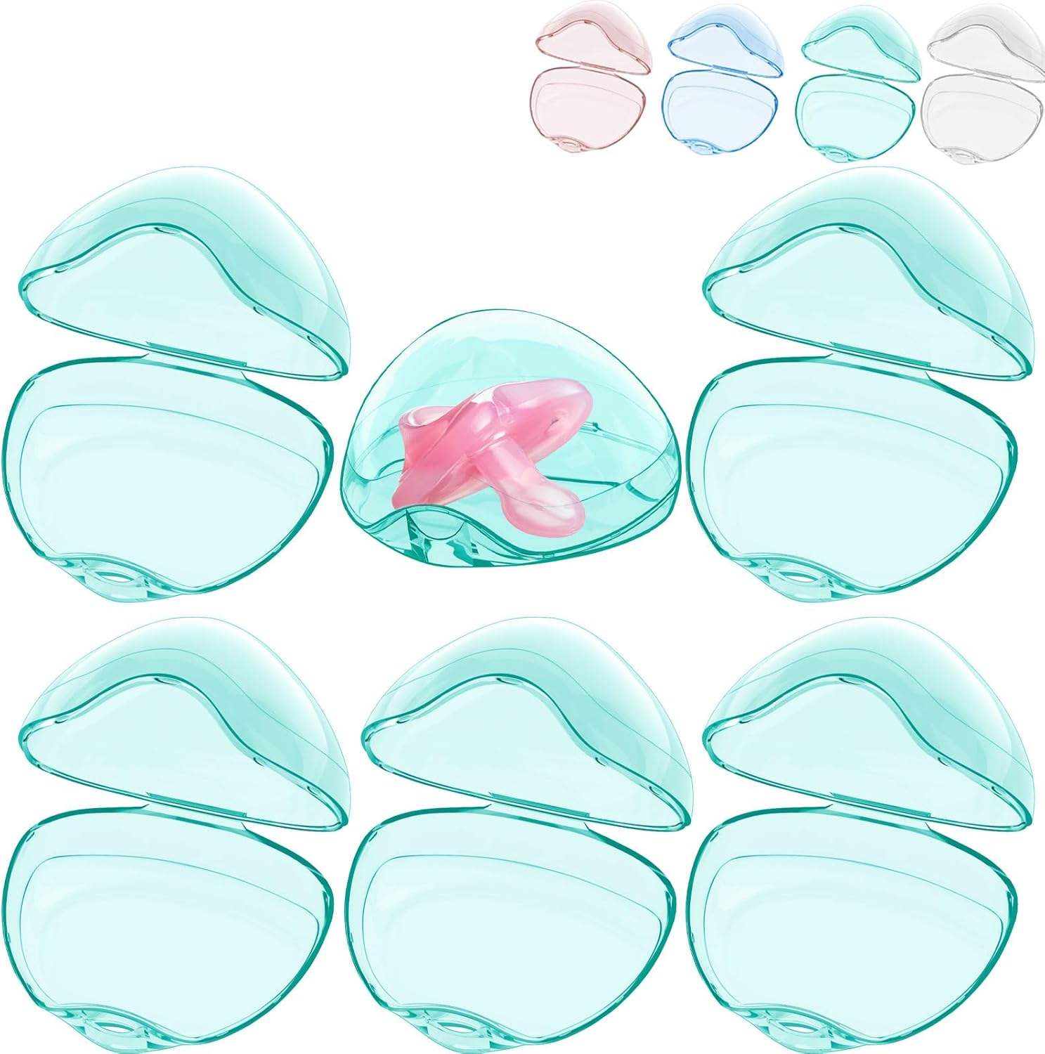 Smlpuame Pacifier Case,4 Pack BPA Free Pacifier Holder Case,Transparent Container Box for Baby Binky（Not Included,Essential Pacifier Accessories,Alway Keep Paci Clean,Easy to Clean(Pink)