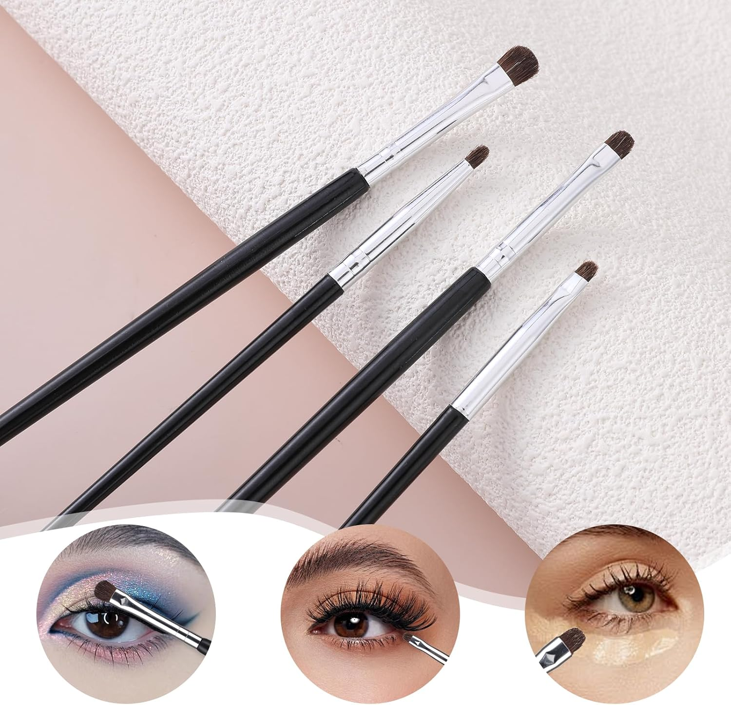 Mini Smudge Brush for Eyeliner Eyeshadow Brushes Eyeliner Brushes for Powder Gel Cream Liquid Concealer Eyeliner Blending Highlighting Brush Concealer Brush Soft Natural Pony Hairbrush Eye Makeup image number 4
