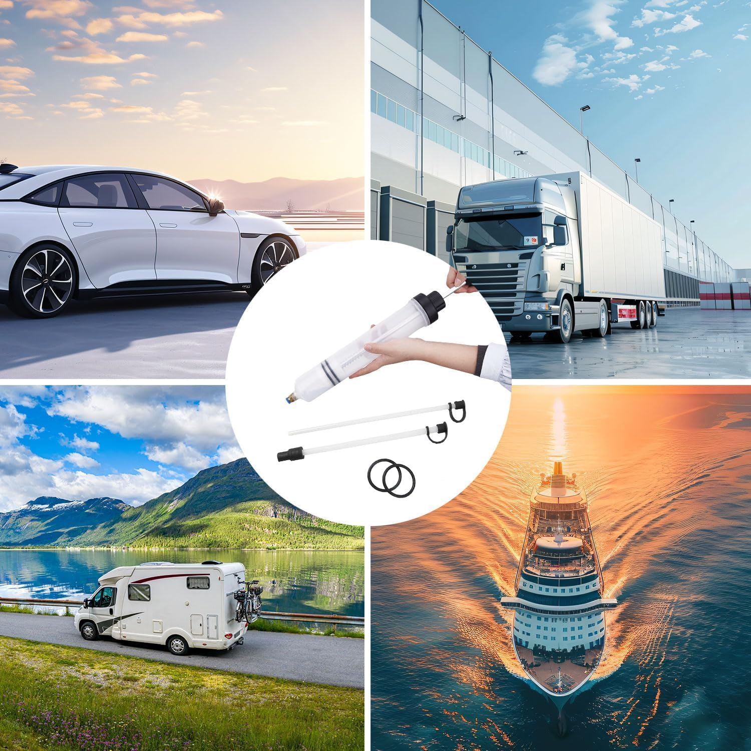 BEANPRECOY 500Cc Oil Fluid Extractor & Filler Pump | Manual Vacuum Oil Change Syringe W/Hose | for Engine, Brake Fluid, Transmission Oils & Coolant | Multi-Purpose Fluid Transfer Pump image number 6