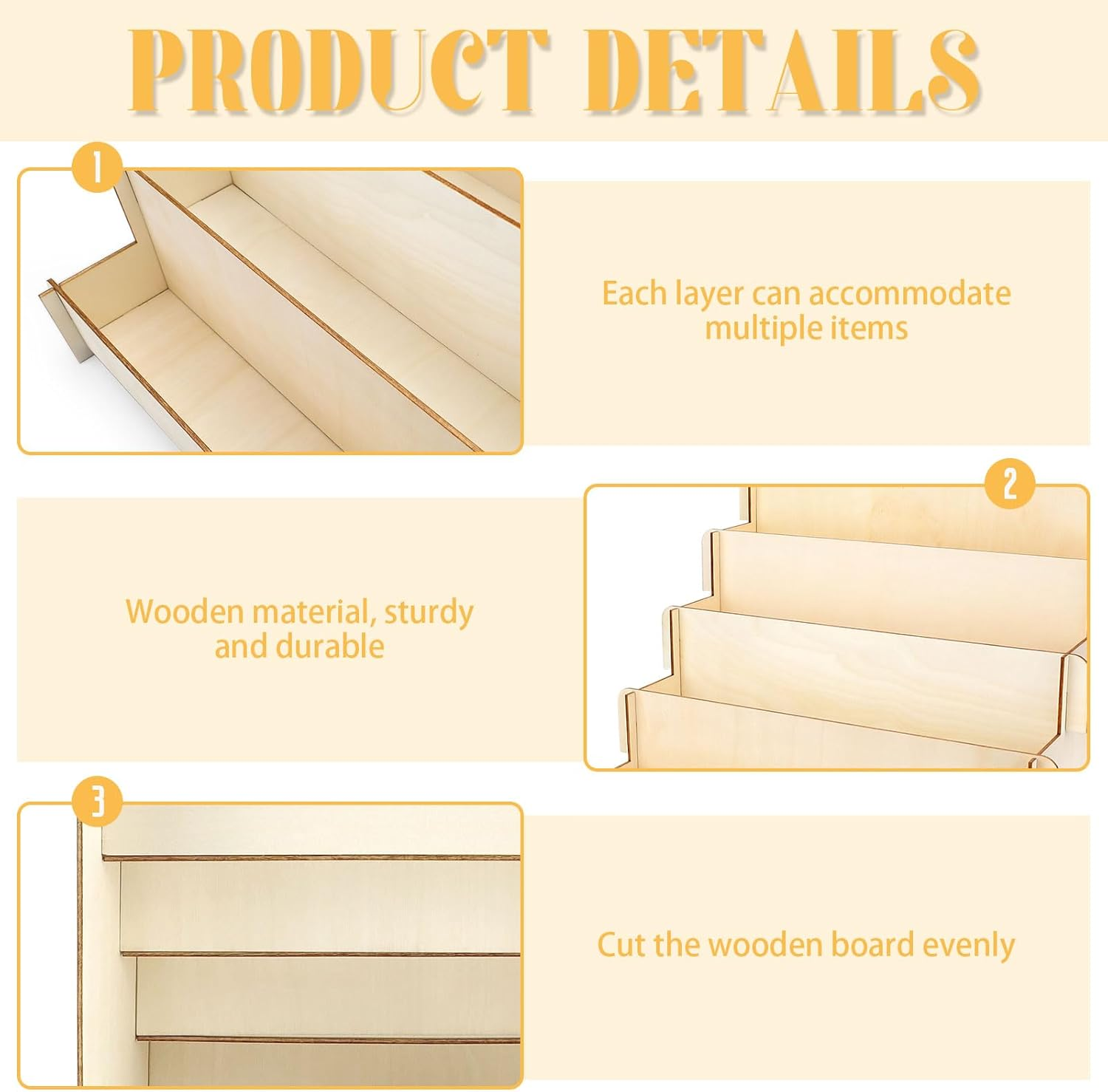 Greeting Card Display Stand 4-Tiered, Postcard Display Stand, Stickers Display Stand for Vendors, Wooden Card Display Rack for Collector, Pictures, Brochure image number 4