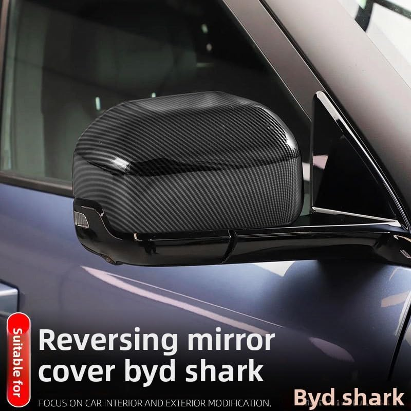 For BYD Shark 6 2024 2025 ABS Carbon Fiber/Bright Black/Matte Black Mirror Cover - Scratch Resistant, 3M Adhesive, Side Mirror Protection (Bright Black) image number 1