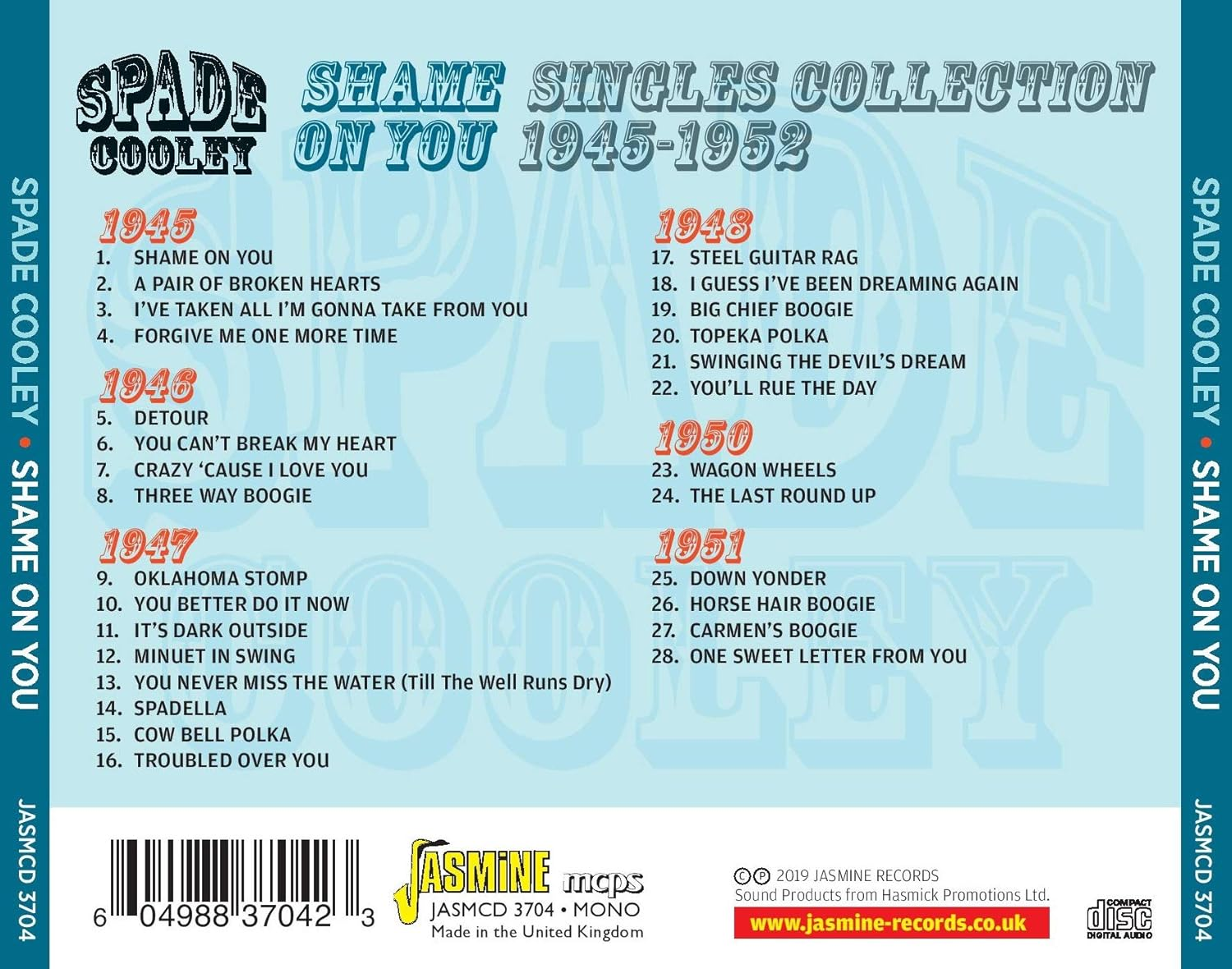 Shame on You: Singles Collection 1945-1952 image number 1