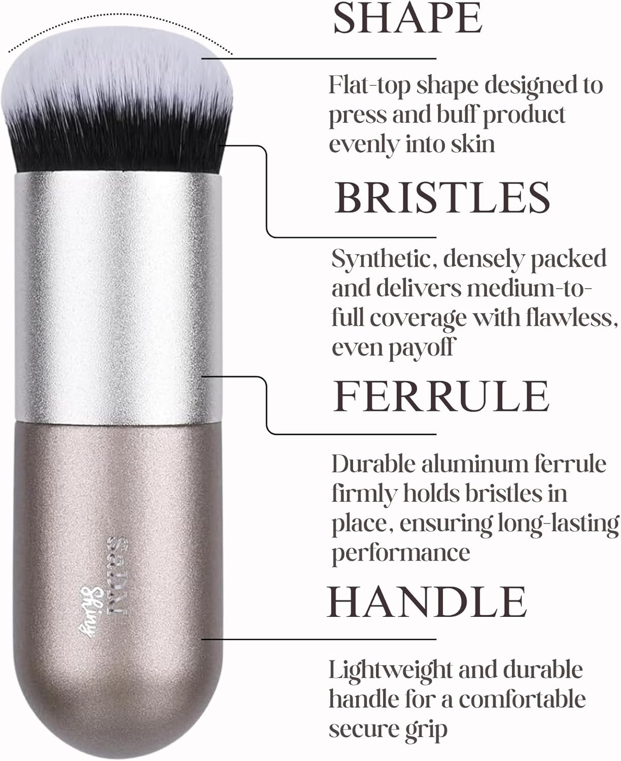 Kabuki Makeup Brush - Blender Brush for Powder, Cream, Liquid Foundation, Sunscreen, Blush Blending & Bronzer - Professional Make up Brush - Full Face Makeup Brush - Vegan & Cruelty Free