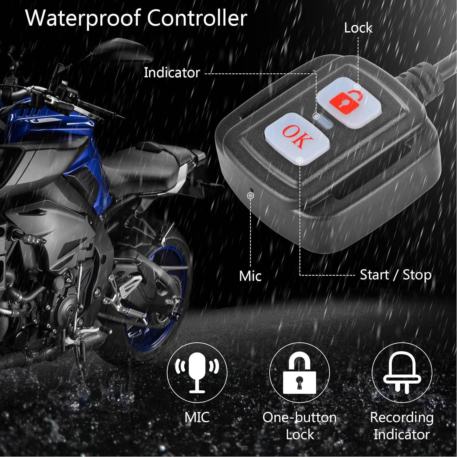 Motorcycle Dash Cam, Full Waterproof 1080P 720P Video Playback Motorcycle Video Driving Recorder Intelligent Parking Protector AHD Dual Transmission 120&deg; Wide Angle Motorcycle