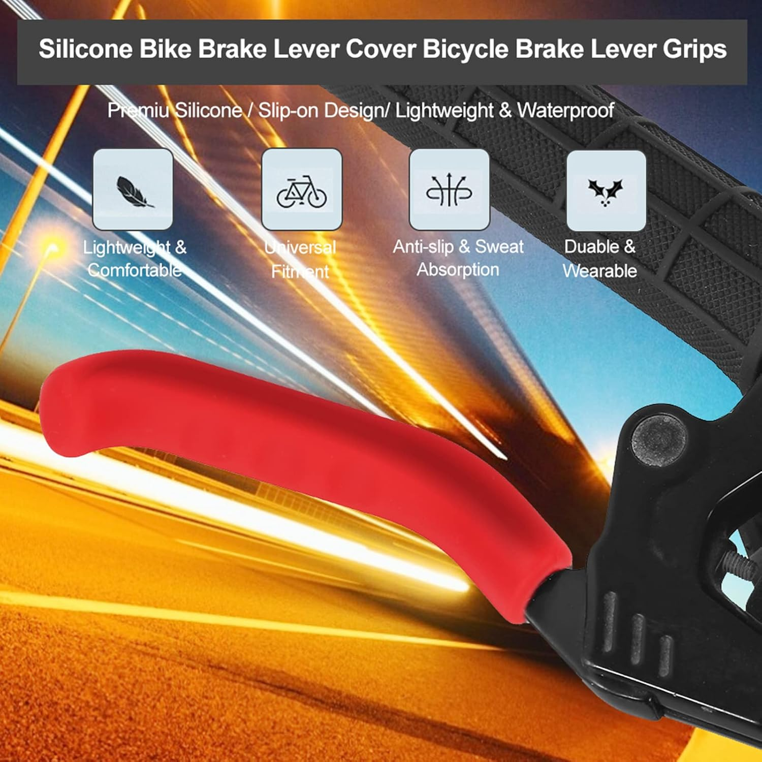 Bikes Brake Lever Cover Silicone Grips, anti Slip Waterproofed Protector for Cycling Accessory - Red image number 2
