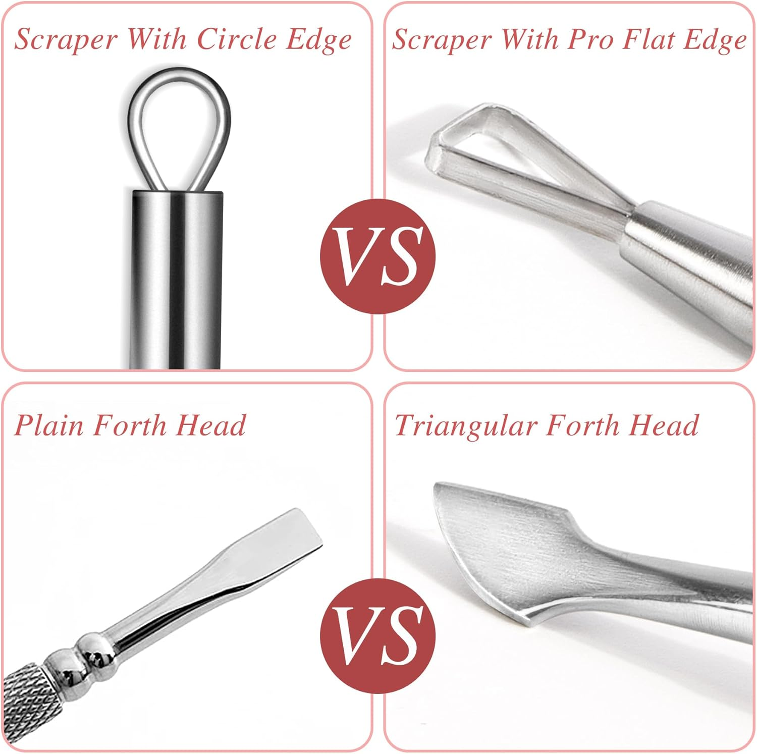 Nail Cuticle Pusher - Stainless Triangle Gel Nail Polish Remover Cuticle Peeler Scraper Remover Tool for Fingernails and Toenails - Silver 2-Pack image number 5