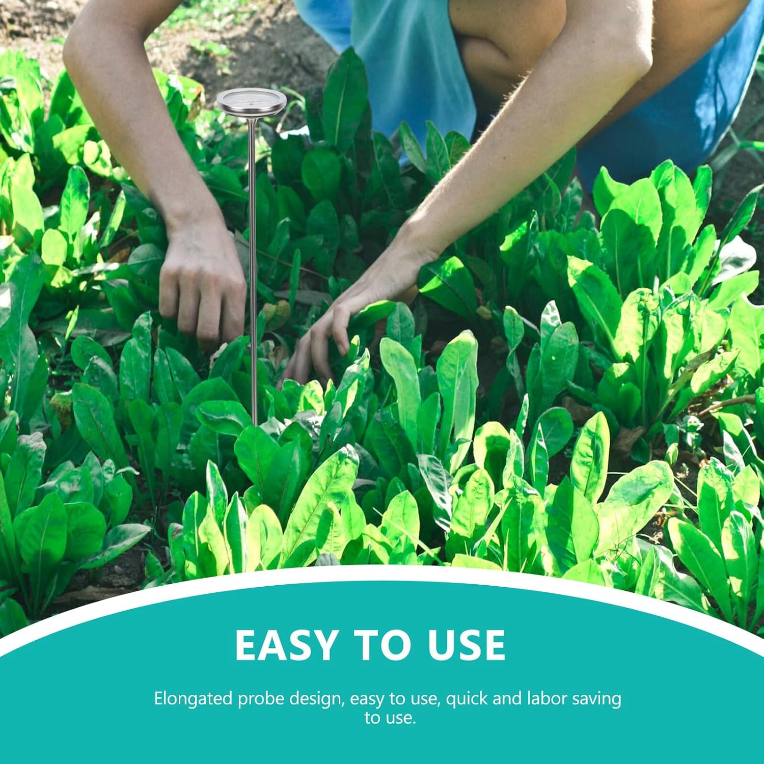 Stainless Steel Soil Thermometer Probe with Scale Precision Compost Thermometer Tool for Gardening Long Stem Temperature Detector C- image number 1