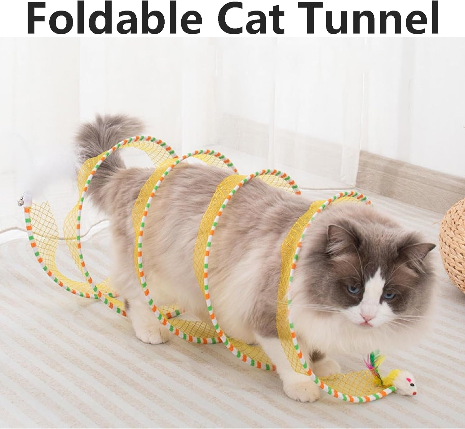 Spiral Cat Tunnel Toy, Nteractive Cat Tunnel Toy for Indoor Use, S Type Cat Tunnel Toy, Spiral Cat Tunnel, Foldable Cat Tunnel Tube