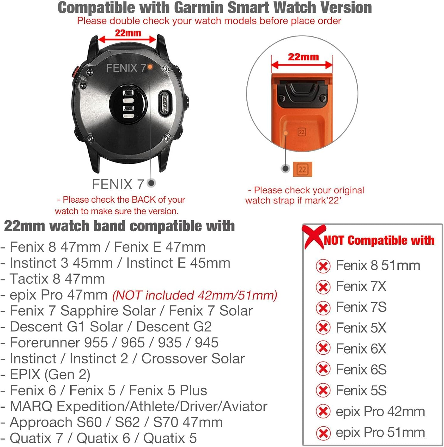 Abanen Hook and Loop Quick Dry Watch Band for Fenix 6/Fenix 5/ Fenix 7/EPIX 2, 22Mm Woven Nylon Ultralight Sport Wristband Strap for Garmin Epix Pro 47Mm,Instinct 2 Solar,Forerunner 955 image number 4