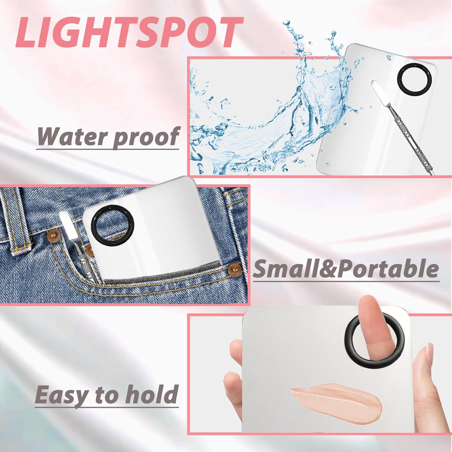 Stainless Steel Makeup Mixing Palette Set with Spatula - Washable Professional Cosmetic Blending Tool for Foundation, Lipstick, Eyeshadow, Nail Art image number 6