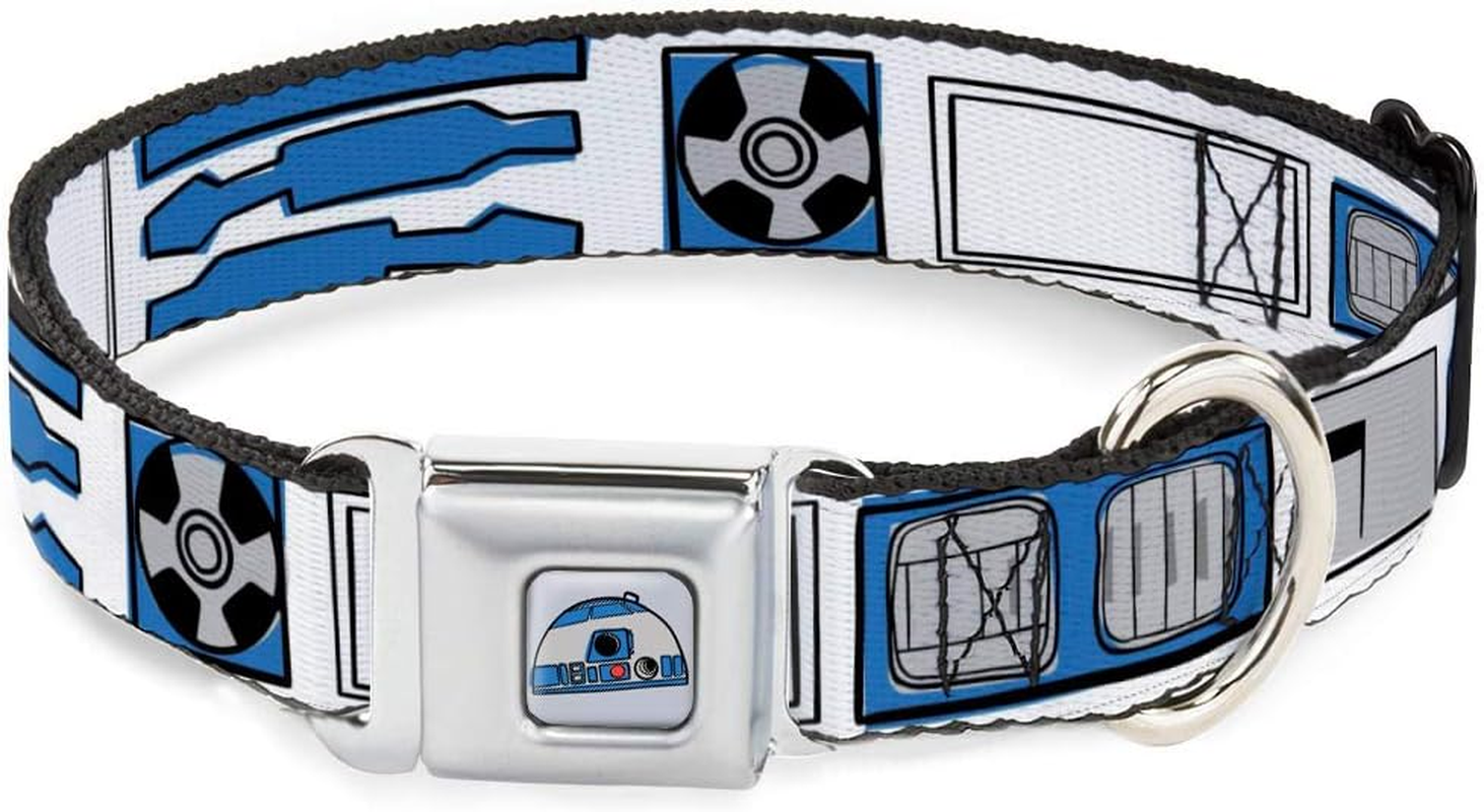 Dog Collar Seatbelt Buckle Star Wars R2D2 Bounding Parts White Black Blue Gray Red 15 to 26 Inches 1.0 Inch Wide image number 3