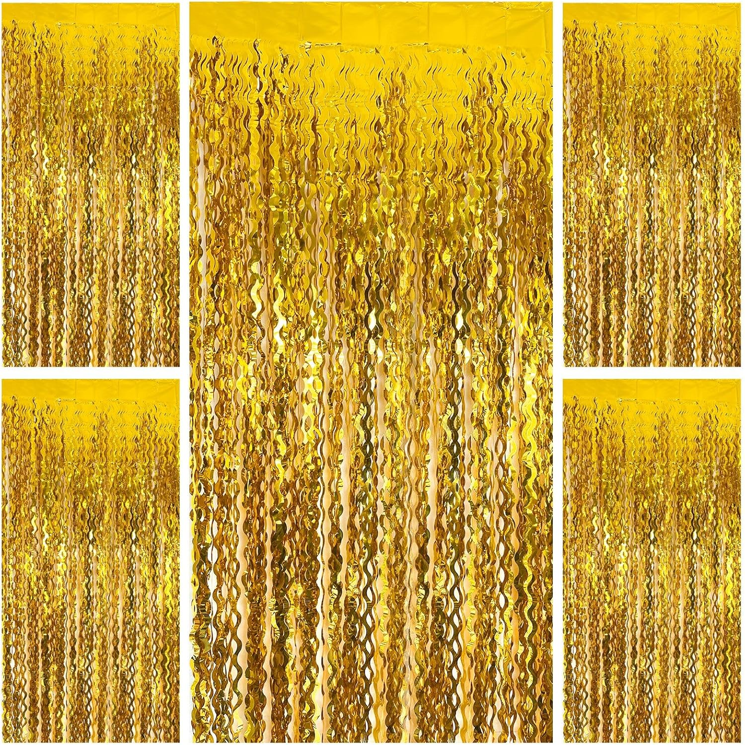 Backdrop for Party Decorations, Wave Foil Fringe Curtain Tinsel Photo Backdrop Blue Tinsel Curtain Party Backdrop Streamers for Birthday Wedding Bachelorette Christmas Celebration Party Decorations