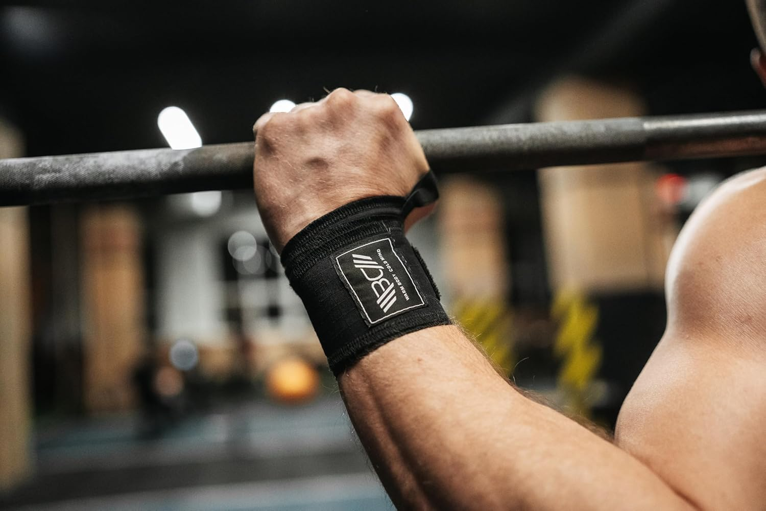 WARM BODY COLD MIND - Premium Cotton Weight Lifting Wrist Wraps for Cross Training, Powerlifting, Deadlift, Weightlifting, Gym, Wrist Straps, Workout, Fitness, Heavy-Duty Suppor (Black) image number 4