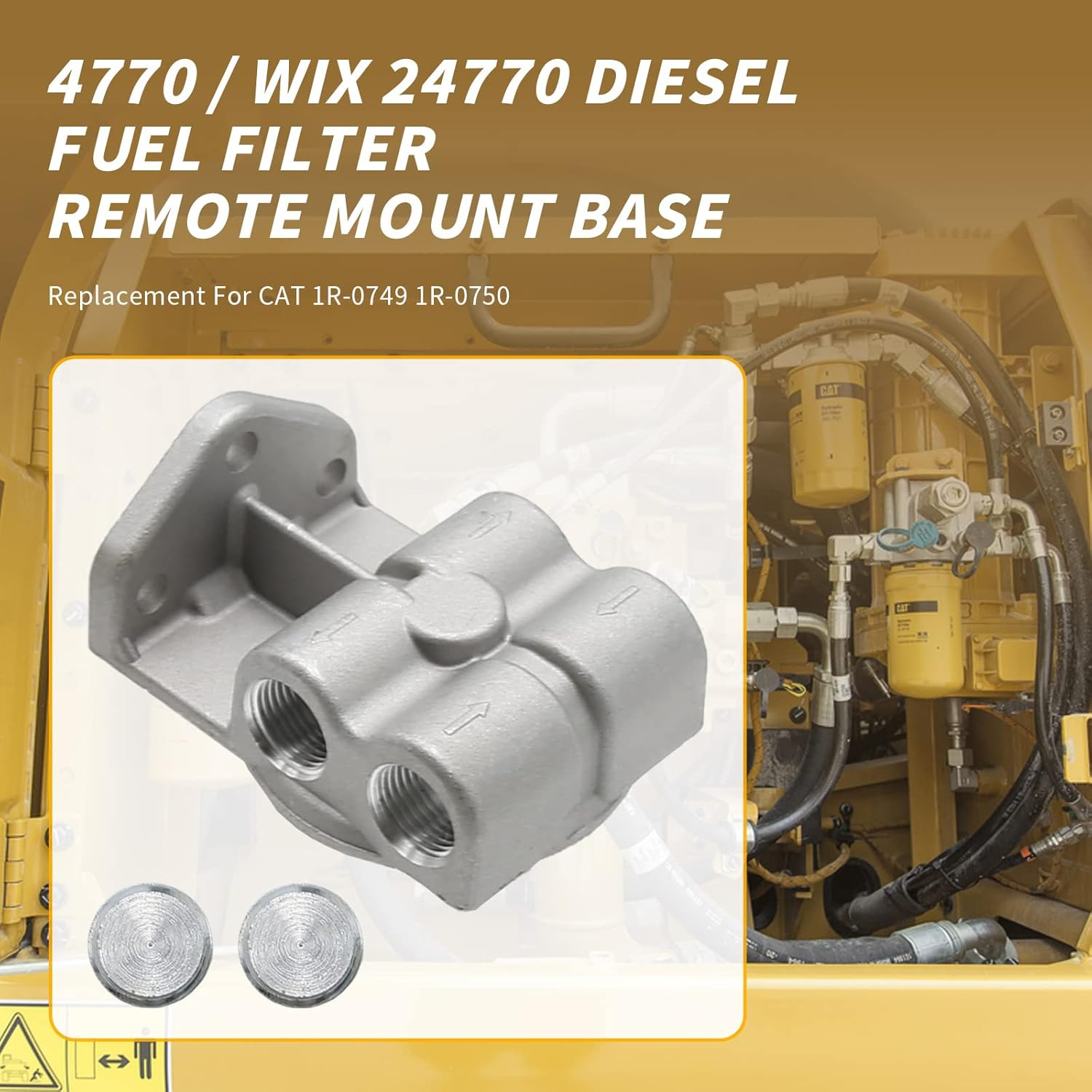 4770/24770 Fuel Filter Base for 1R-0749 1R-0750 CAT Fuel Filter, Diesel Filter Remote Mounting Base image number 4
