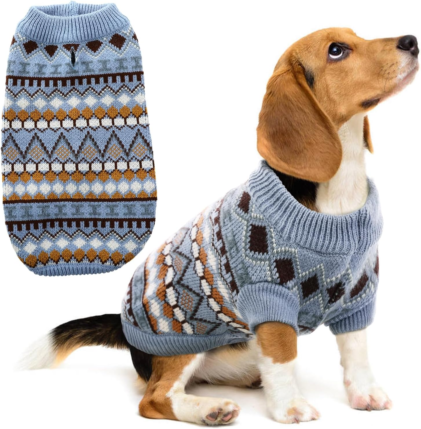 Hjumarayan Boho Dog Jumper - Christmas Jumper for Small Dogs, Beautiful Thick Dog Jumper, French Bulldog Chihuahua (Red-Green, M)