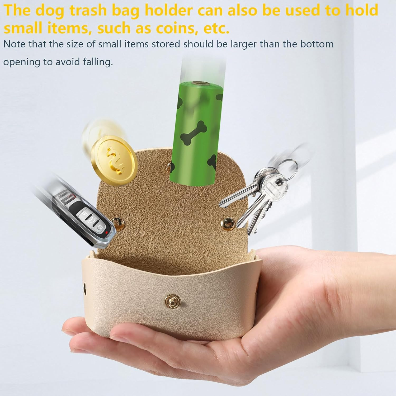 3Pcs Dog Poop Bag Holder with Clip, Stylish Leather Dog Poop Bag Dispenser for Leash, Cute Pet Dog Waste Bag Holder Carrier for Walking Camping image number 4