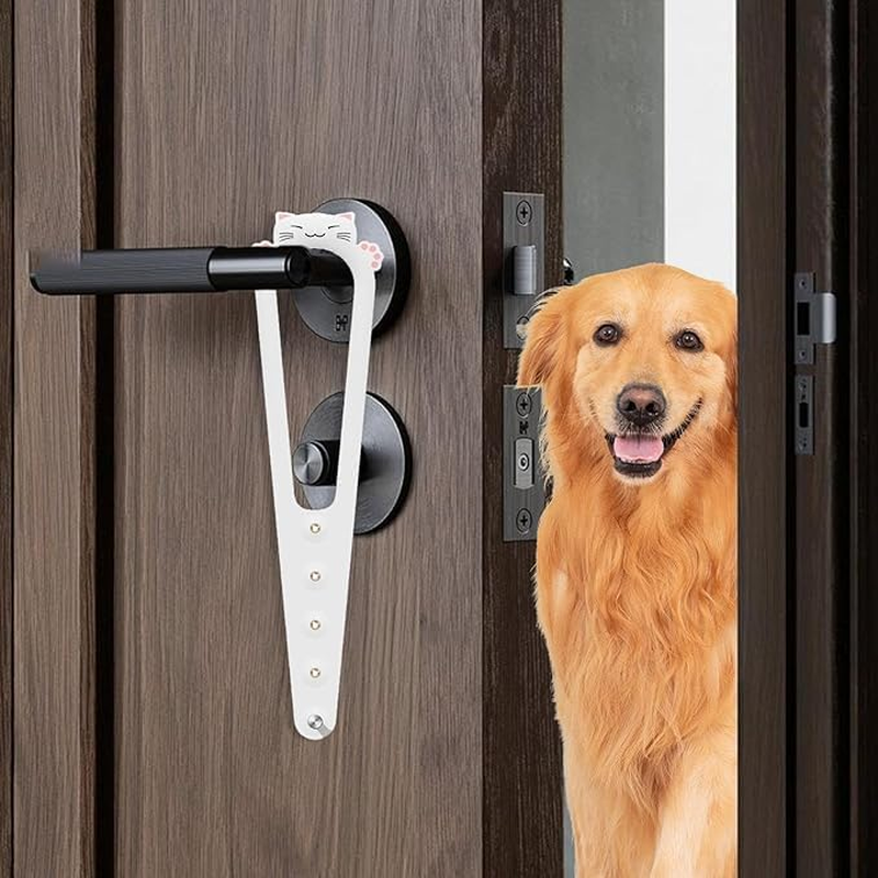 1 PCS Adjustable Cat Door Latch to Keep Dogs Out | Pet-Safe Door Opener for Cats | Safety Gate Locks for Living Room & Bedroom (White)