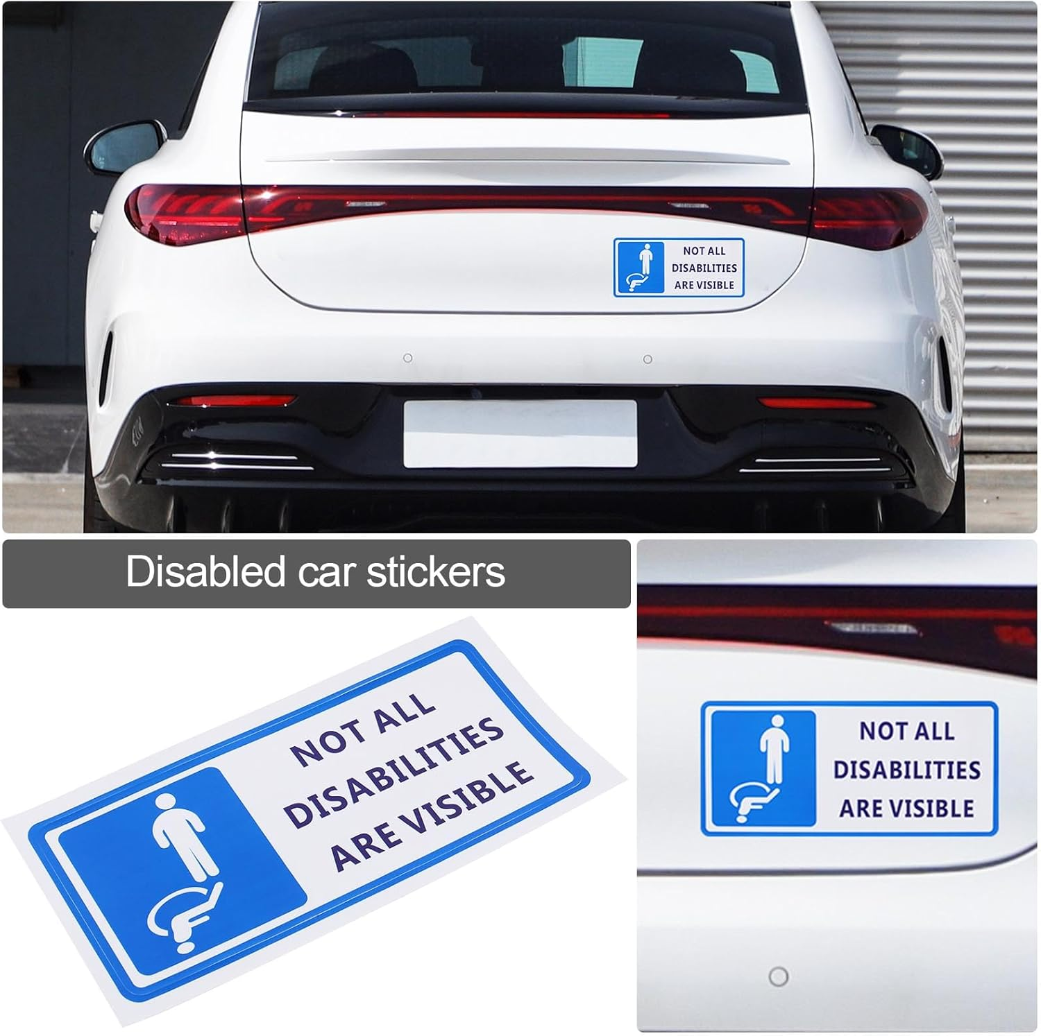 LT Easiyl 5PCS Warning Sign NOT All Disabilities Are Visible Sticker Large Sticker 90Mm X 200Mm for Transport and Public Safety Disabled Car Stickers image number 1
