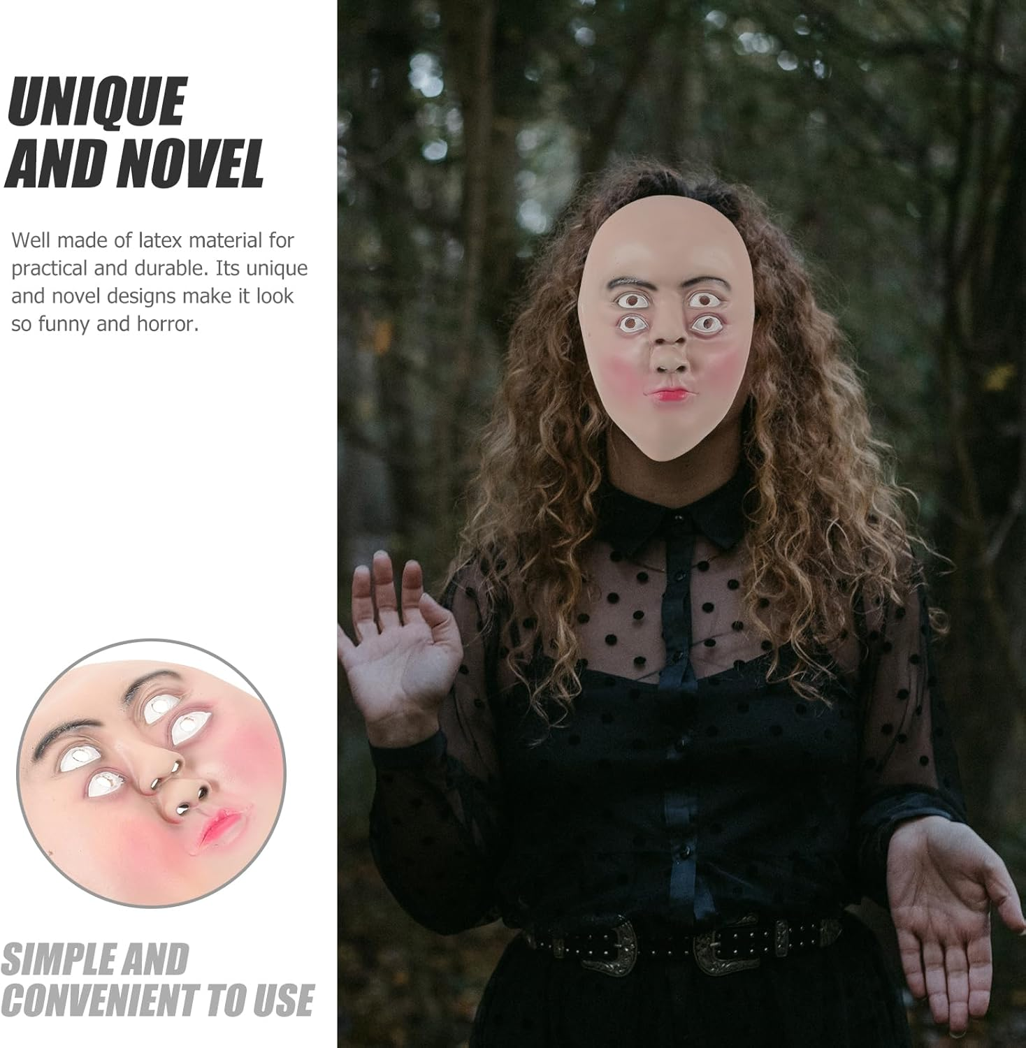 PRETYZOOM Halloween Latex Full Face Mask with 4 Eyes Design, Holiday Scary Mask Creepy Costume Accessory, Halloween Party Cosplay Supplies image number 1