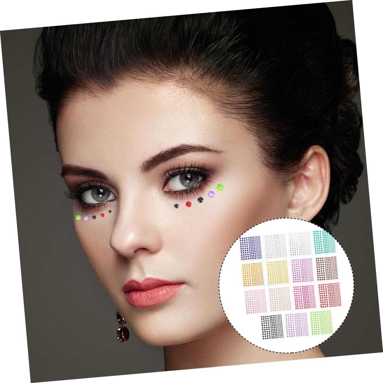 FOYTOKI 15Sheets Nail Glitter Jewelry Stickers Acrylic Shiny Eye Stickers Eye Forehead Face Jewels image number 6