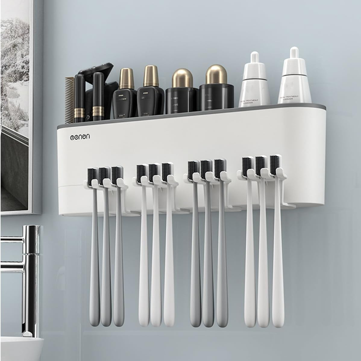 AIMALL Sleek Wall Mounted Toothbrush & Toothpaste Holder Set with Upside-Down Cup | Hygienic Bathroom Storage Solution | Durable Acrylic Organizer for Daily Essentials image number 2